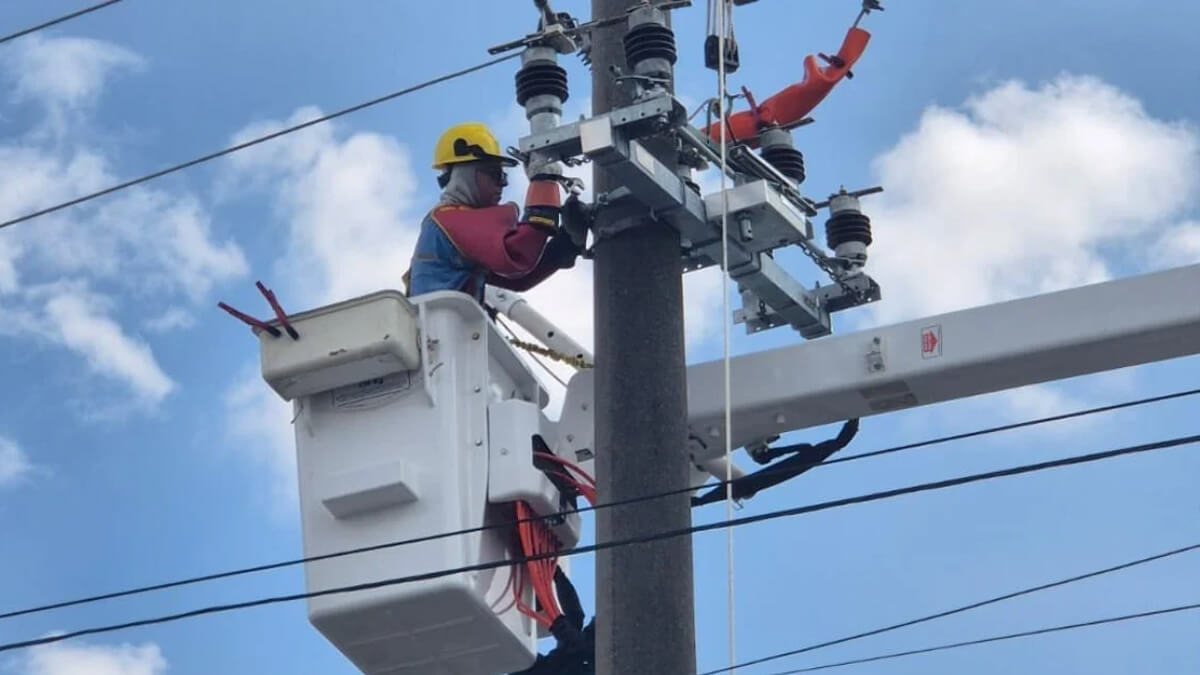 Peresonal de la EPE trabajando en mantenimineto de la red eléctrica