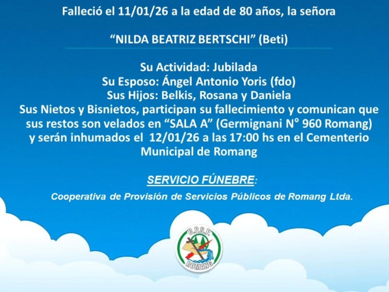 Necrológica Nilda Beatriz Bertschi
