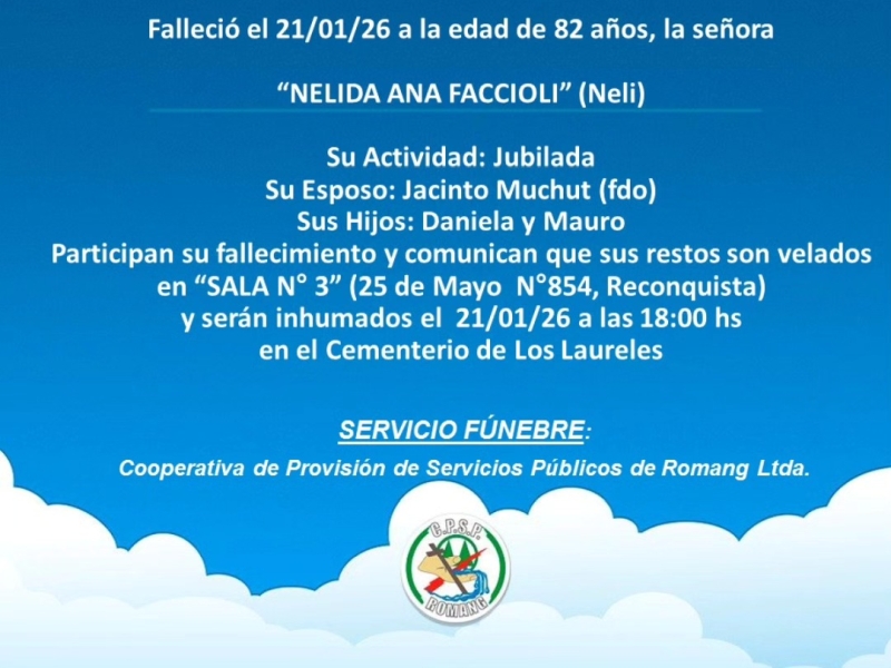 Necrológica Nélida Ana Faccioli