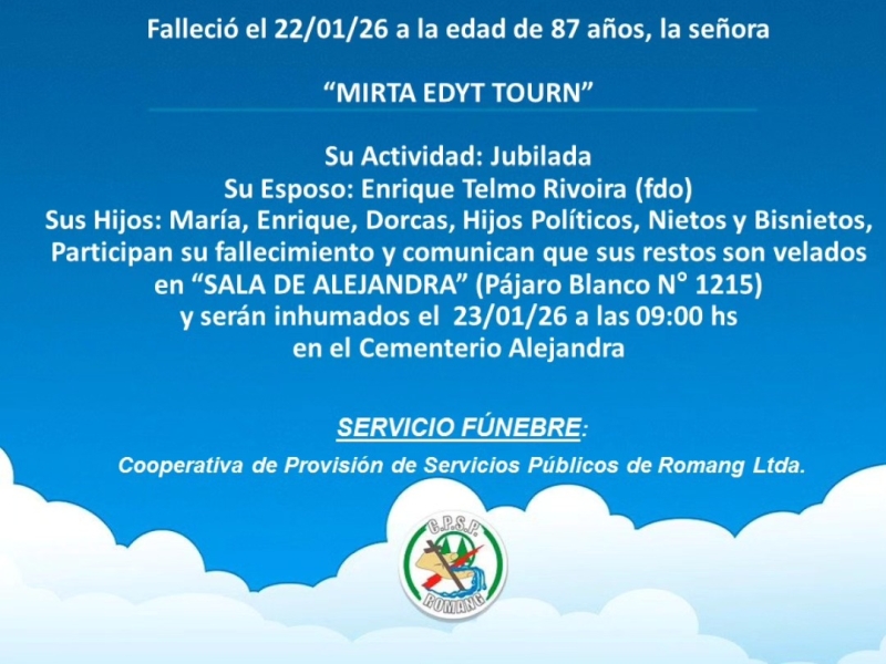 Necrológica Mirta Edyt Tourn