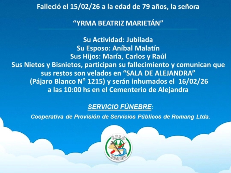 Necrológica Irma Beatriz Marietán