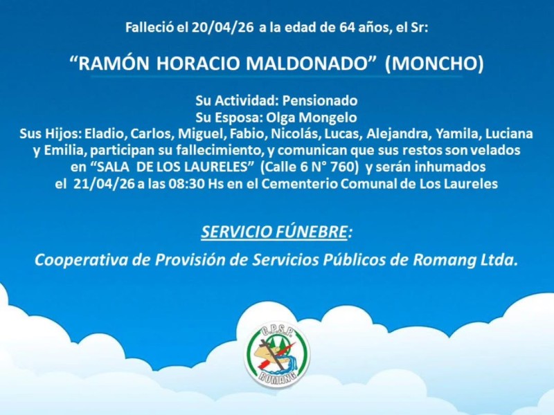 Necrológica Ramón Horacio Maldonado
