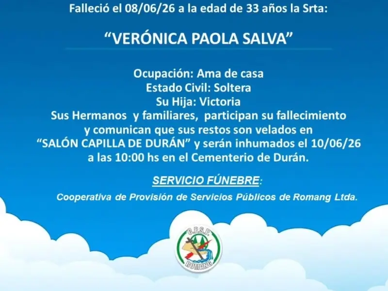 Necrológica Verónica Paola Salva