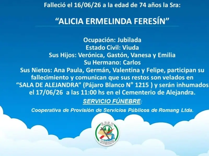 Necrológica Alicia Ermelinda Feresín
