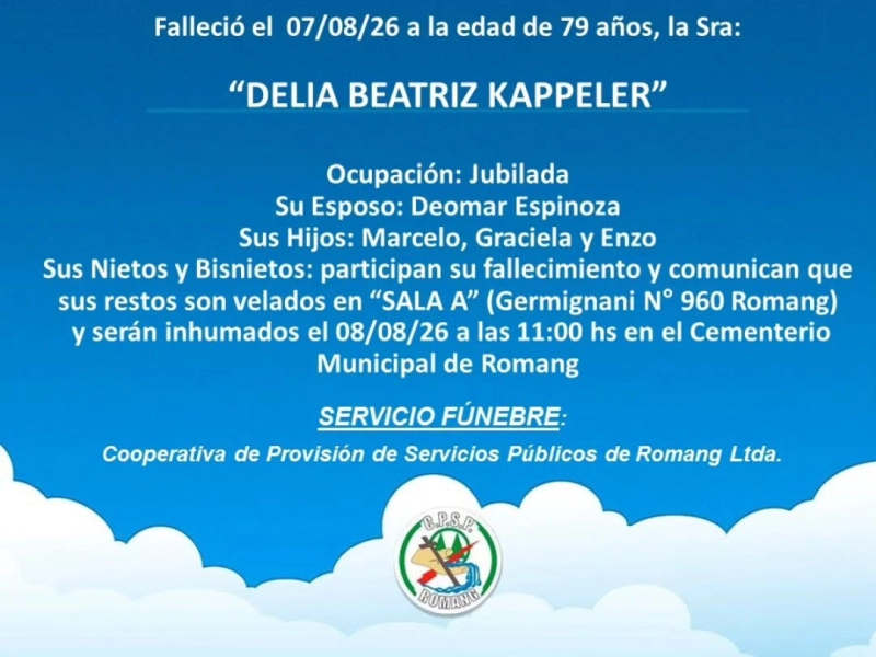 Necrológica Delia Beatriz Kappeler