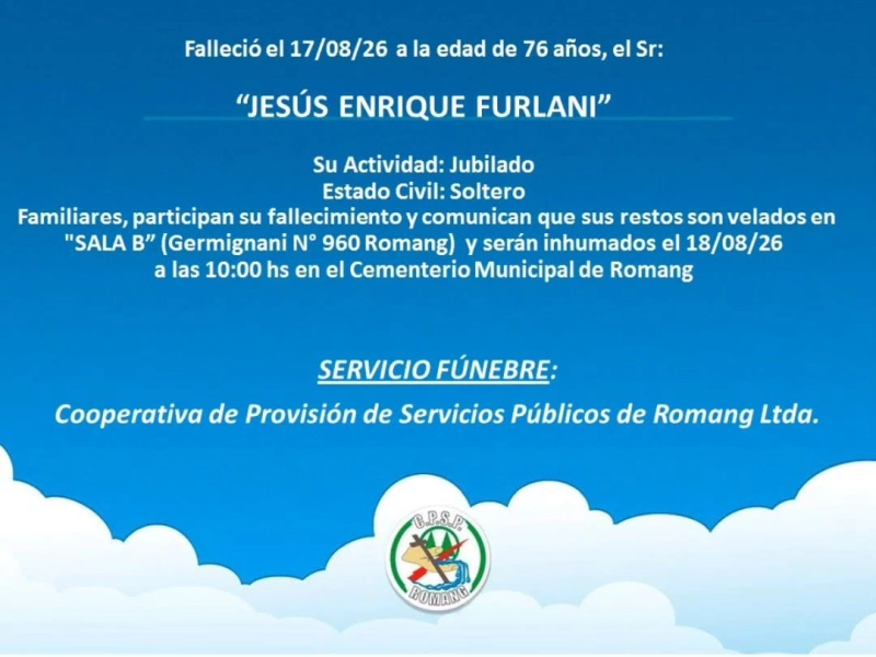 Necrológica Jesús Enrique Furlani