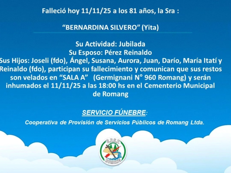 Necrológica Bernardina Silvero Yita