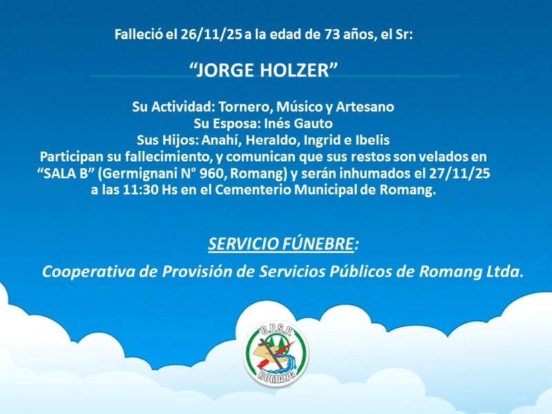 Necrológica Jorge Holzer