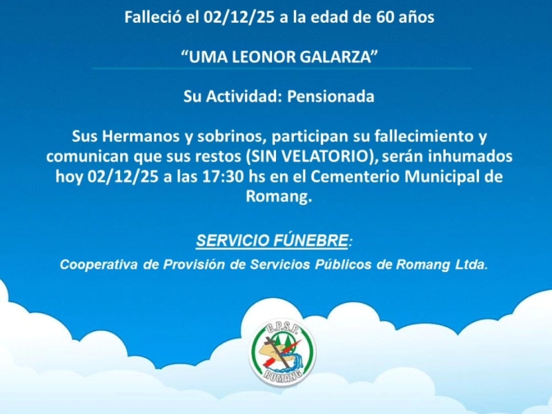 Necrológica Uma Leonor Galarza