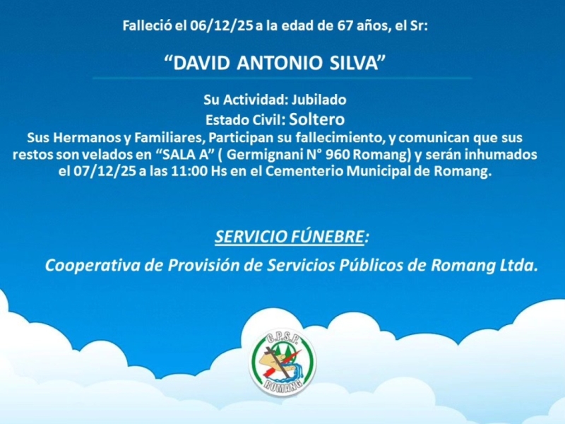 Necrológica David Antonio Silva