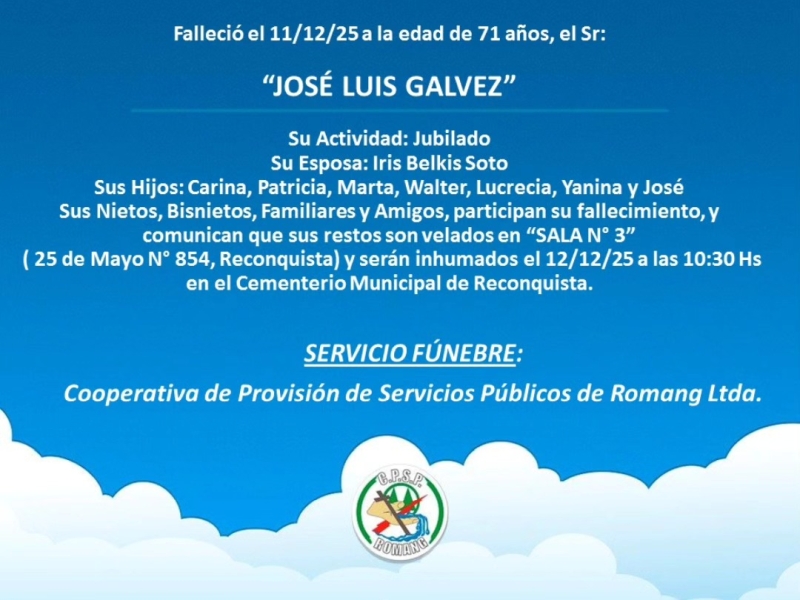 Necrológica José Luis Galvez