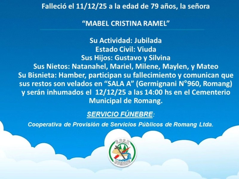 Necrológica Mabel Ramel