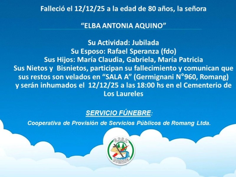 NEcrológica Elba Antonia Aquino