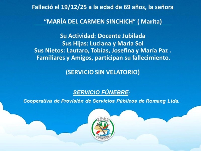 Necrológica María del Carmen Sinchich