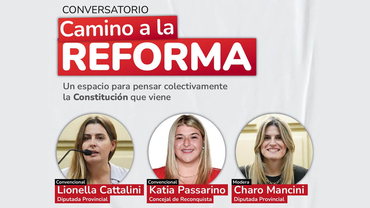 Disertantes y diputada Charo Mancini durante el conversatorio sobre la reforma constitucional en Santa Fe