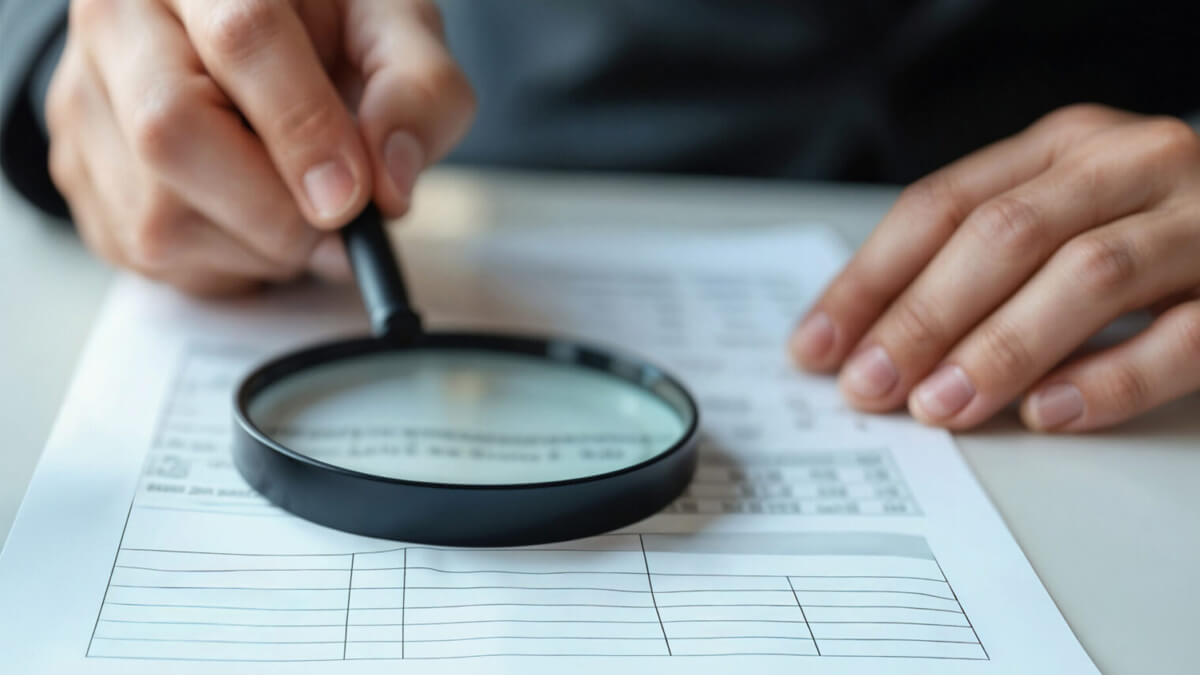 Lupa sobre documentación contable, simbolizando control y fiscalización.