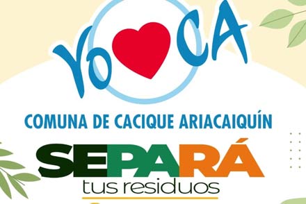 Cartel informativo de la campaña “Separá tus residuos” en Cacique Ariacaiquín
