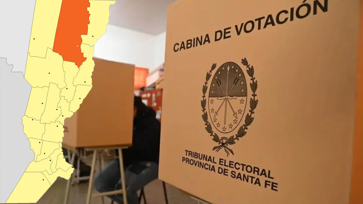 Cabina de votación sobre mapa de ubicación del departamento Vera en la provincia de Santa Fe
