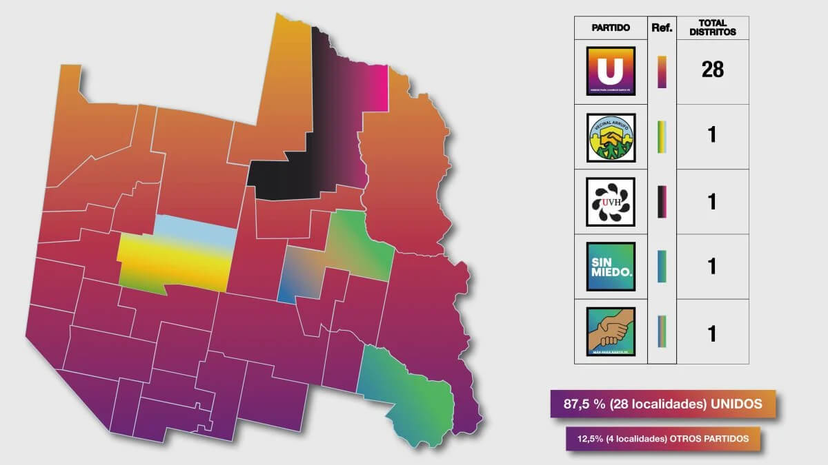 Mapa del departamento San Cristóbal con resultados electorales de las elecciones del 29 de junio de 2025