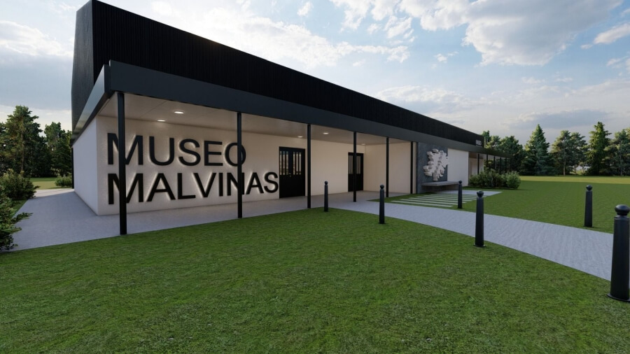 Render del frente del futuro Museo de Malvinas en Reconquista