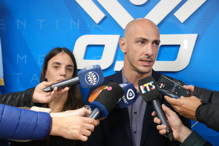 Esteban Santantino, secretario de Análisis y Gestión de la Información del Ministerio de Justicia y Seguridad, durante el aniversario de la Central “Ojo”