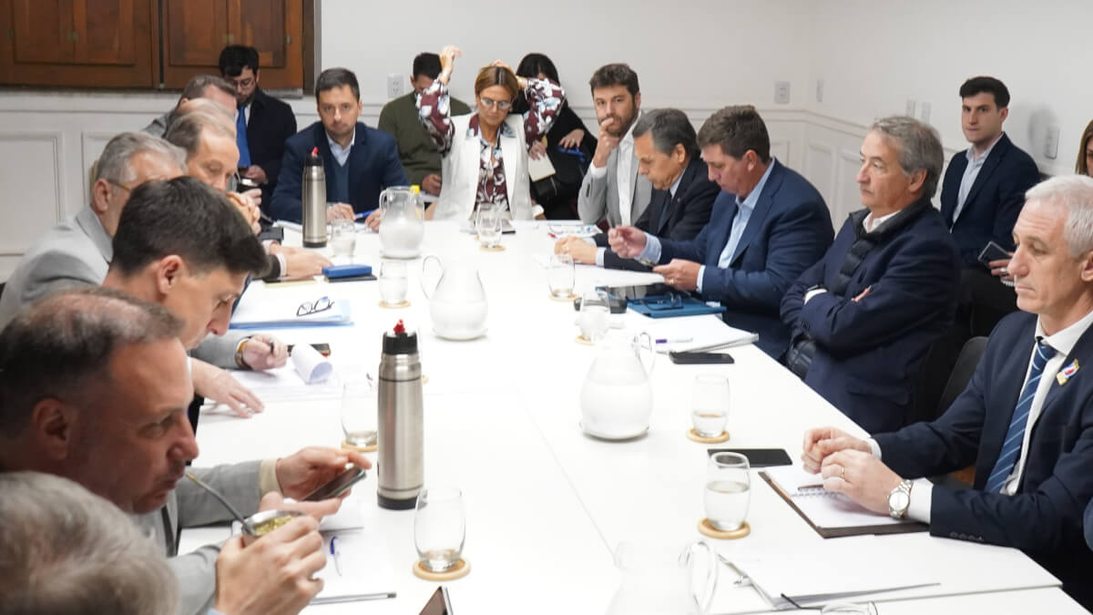 Convencionales trabajando durante una reunión de comisión en la Convención Reformadora de la Constitución de Santa Fe