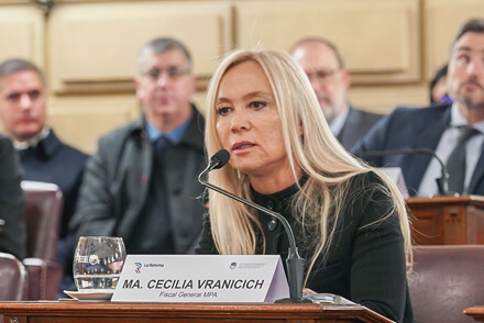 La fiscal general del Ministerio Público de la Acusación, María Cecilia Vranicich, durante su exposición en la Comisión de la Reforma Constitucional