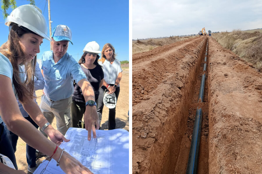 El ministro Enrico visitando la zona de obras y acueducto en construcción