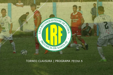 Logo de la Liga Reconquistense de Fútbol y de fondo un partido en juego