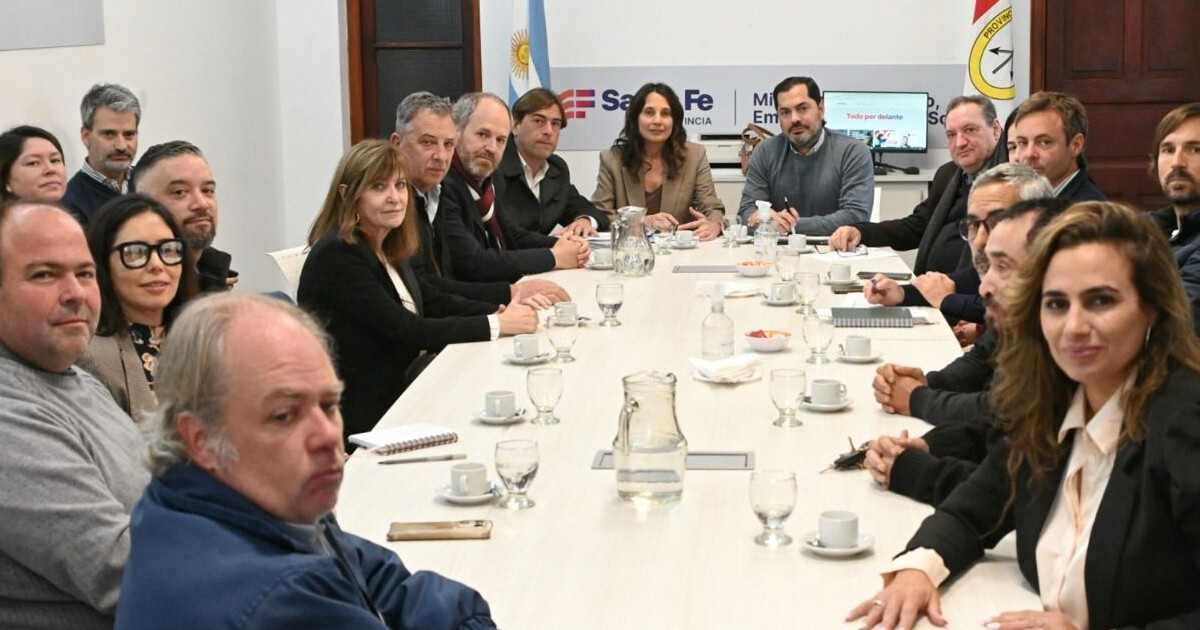 Representantes del Gobierno de Santa Fe y gremios de la salud durante el encuentro paritario en el Ministerio de Trabajo