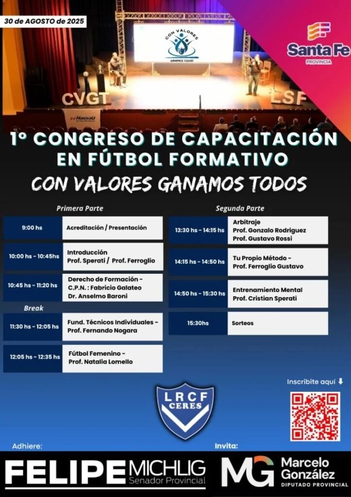 Programa del 1er. Congreso de Capacitación en Fútbol Formativo en Ceres