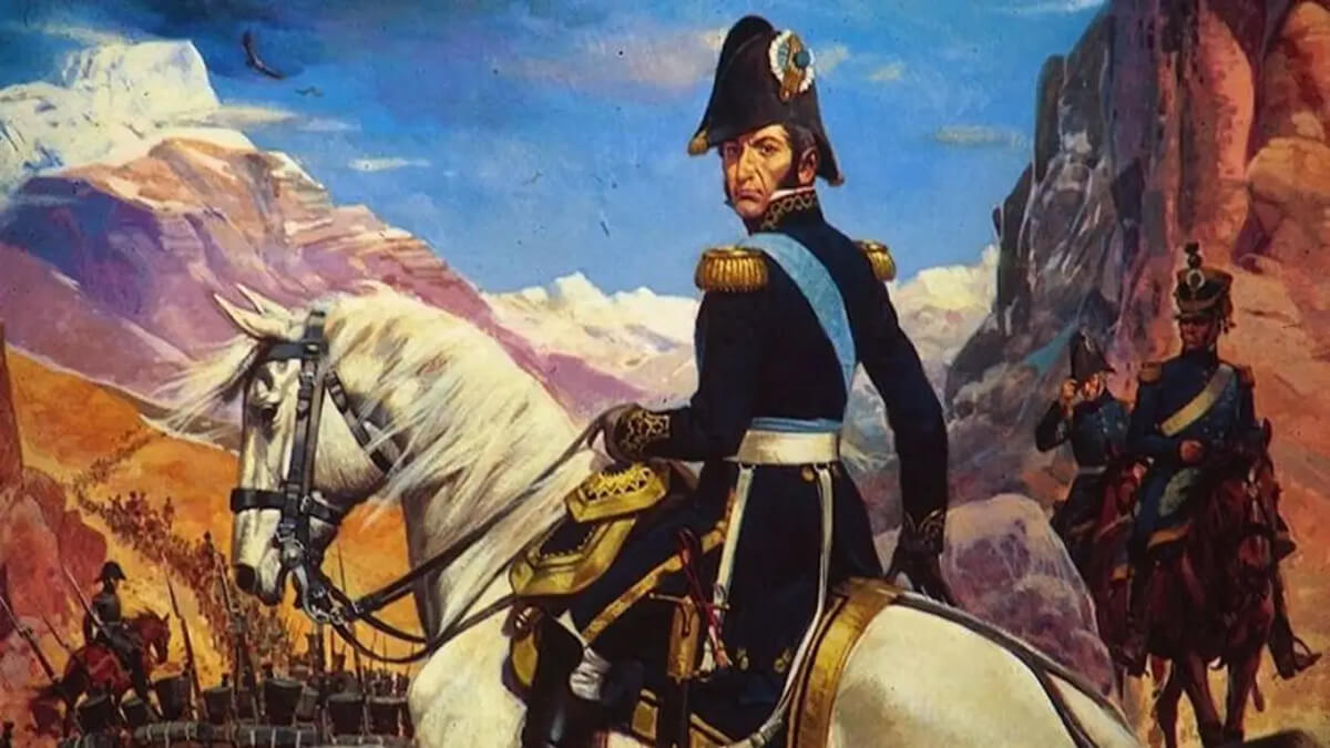Óleo del general José de San Martín con uniforme militar