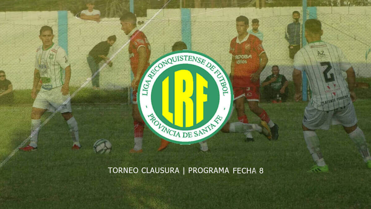 Logo de la Liga Reconquistense sobre fondo de un partido del torneo Clausura 2025