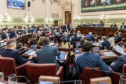 Plenario de la Convención Reformadora durante la votación de la primera parte de la nueva Constitución de Santa Fe.