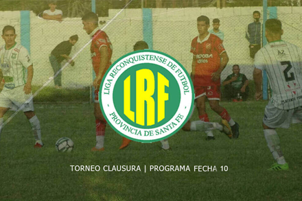 Logo de la Liga Reconquistense con partido de fútbol de fondo