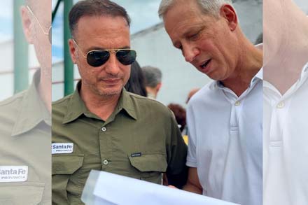 Diputado Dionisio Scarpin junto al ministro Lisandro Enrico en la inauguración de la Ruta 3.