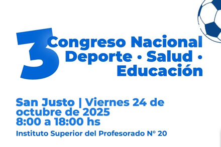 Flyer oficial del 3° Congreso Nacional de Deporte, Salud y Educación en San Justo 2025