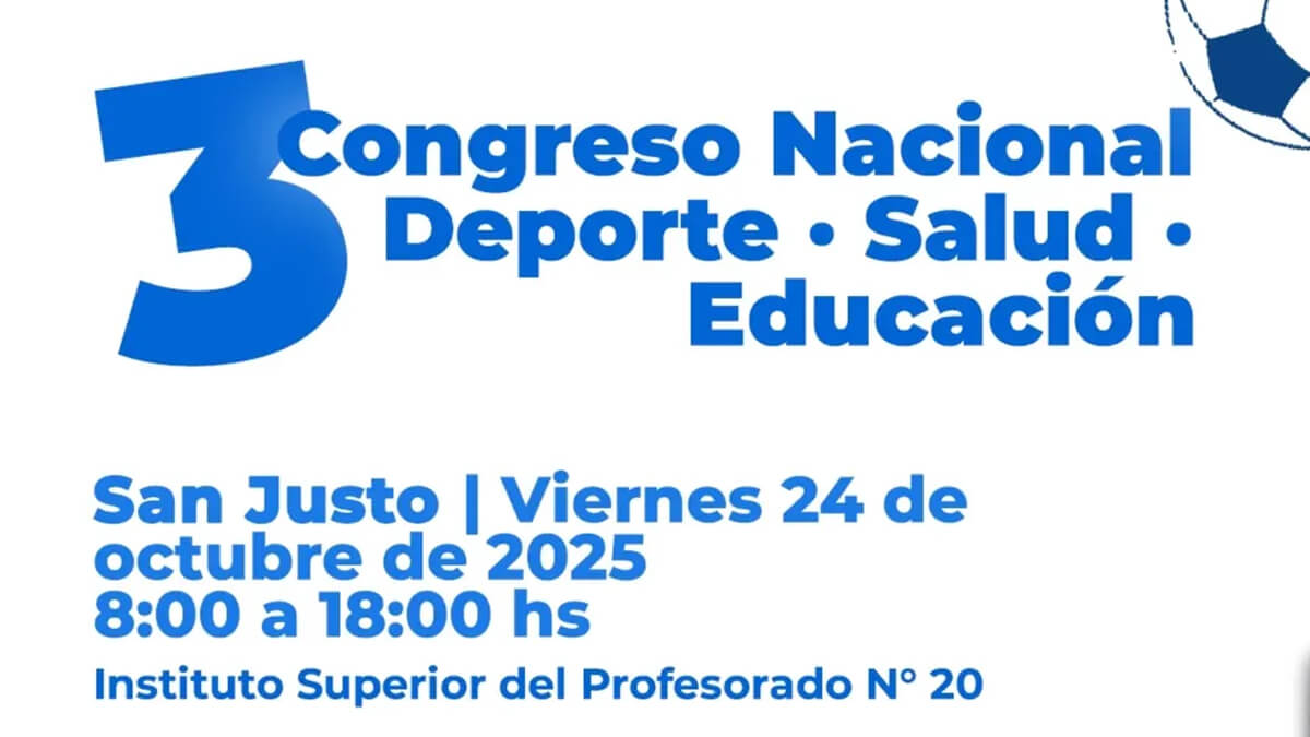 Flyer oficial del 3° Congreso Nacional de Deporte, Salud y Educación en San Justo 2025