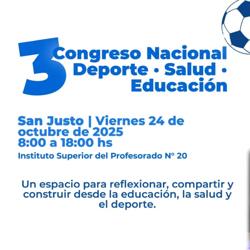 3° Congreso Nacional de Deporte, Salud y Educación se realizará en San Justo