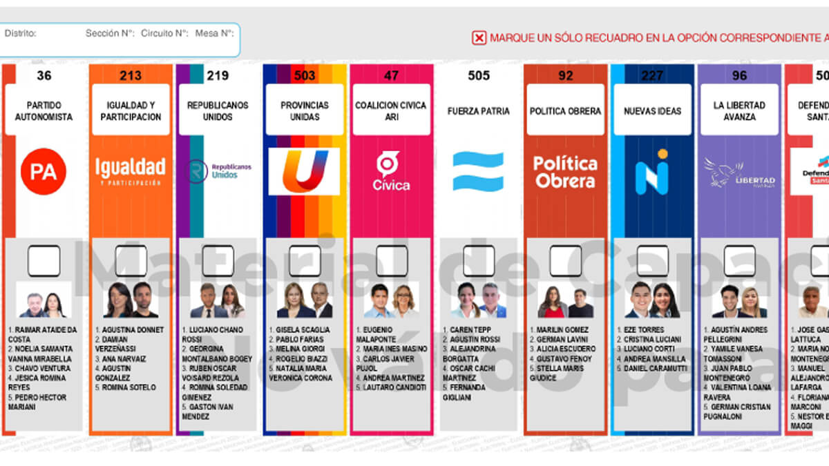 Boleta Única Papel utilizada para votar diputados nacionales en la provincia de Santa Fe