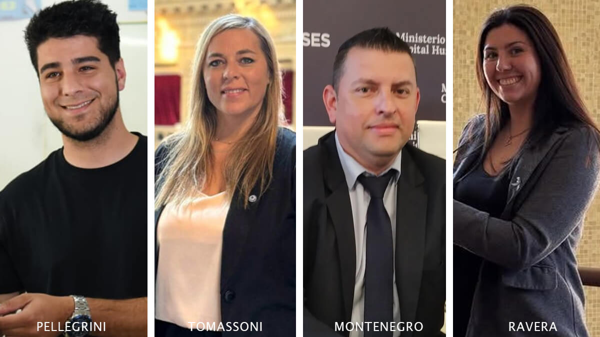 Los 4 diputados de la Libertad Avanza que fueron elegidos en las elecciones de octubre para representar a Santa Fe: Pellegrini, Tomassoni, Montenegro y Ravera