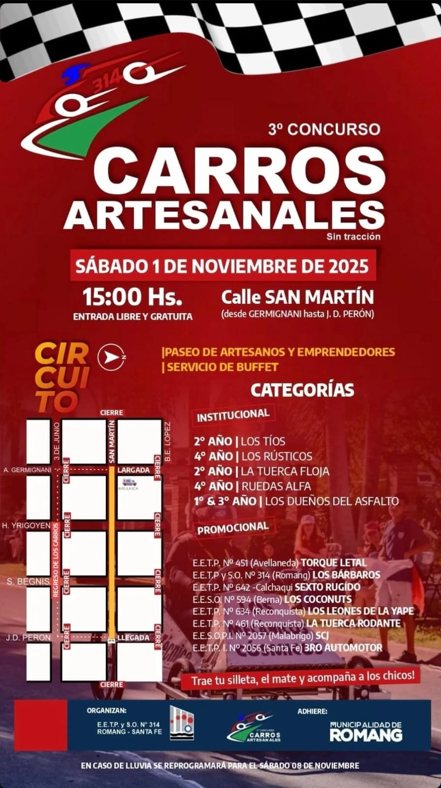 Programa de la tercera edición del Concurso de Carros Artesanales en Romang