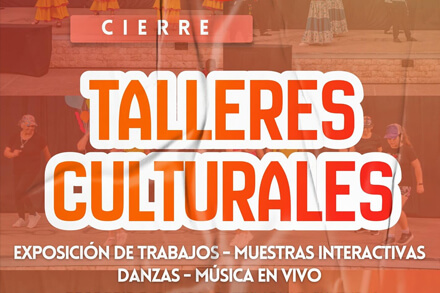 Flyer del Cierre de Talleres Culturales 2025 en Malabrigo con arte, música y homenaje al tango