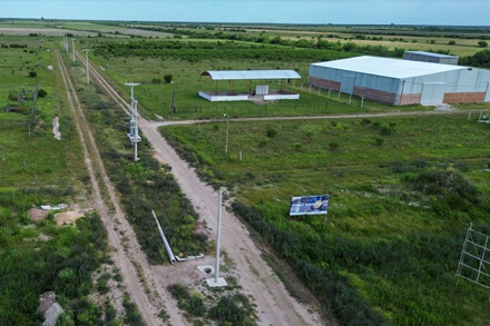 Vista aérea del Parque Industrial de San Javier con obras de energía eléctrica y desarrollo productivo provincial