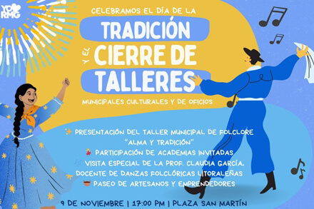 Flyer con la promoción de los festejos del Día de la Tradición 2025 en Romang
