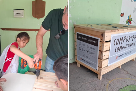 Estudiantes de Cacique Ariacaiquín aprenden a construir una compostera de madera durante taller del Ministerio de Ambiente de Santa Fe