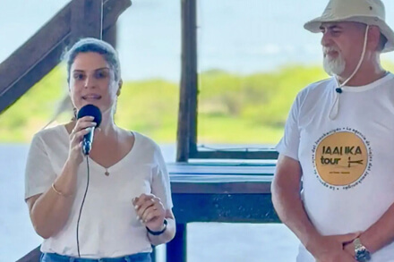 Charo Mancini participando del programa Jaauka Bio Educativo en el Club Pato Cuá, norte santafesino