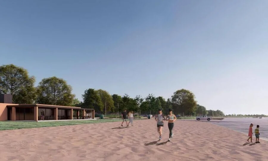 La costa de la laguna y el espacio campamentil del proyecto que se ejecutará en Laguna La Verde
