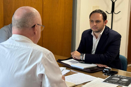 Intendente Cristian Marega en reunión de trabajo en la ciudad de Santa Fe por proyectos energéticos y portuarios para Villa Ocampo