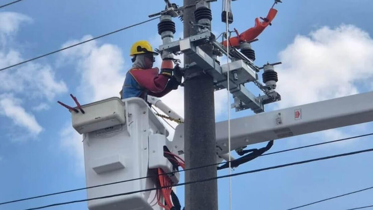 Operarios de la EPE realizando trabajos de mejora en la red de media tensión en Reconquista